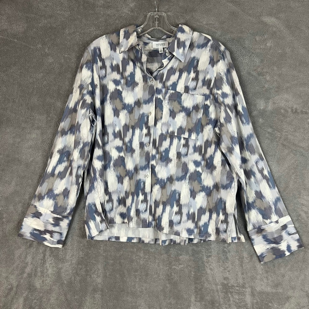 NWT Haven Well Within Button Down Shirt Womens M Watercolor Organic Cotton